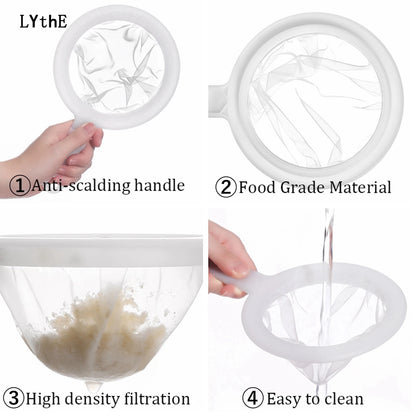 Nylon Mesh Kitchen Nut Milk Filter Spoon
