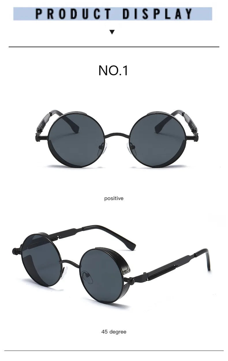 Metal Punk Round Sunglasses for Men and Women