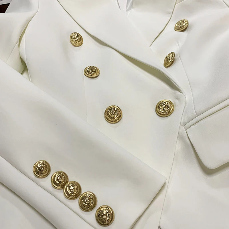 Women's Classic Double Breasted Blazer with Metal Buttons