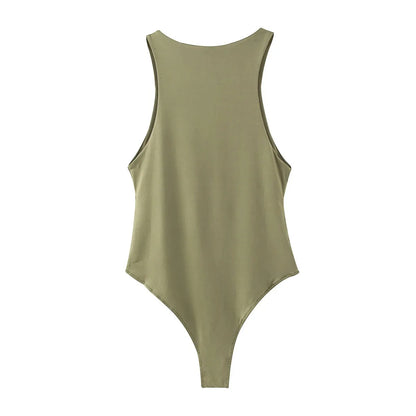 Summer Solid Sexy Bodycon Women Bodysuit Green Slim