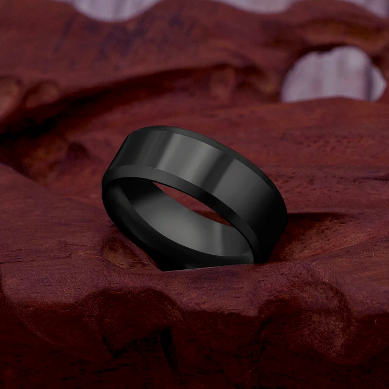 Black Classic Titanium Steel Ring for Men