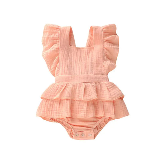 Cotton Ruffle Romper for Baby Girls Summer Outfit