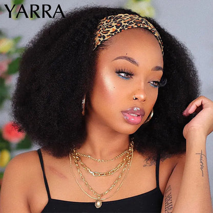 Afro Kinky Curly Headband Wig 180% Density Brazilian Hair