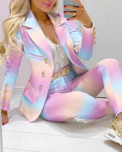 Paisley Butterfly Blazer Suit and Pants Set for Women