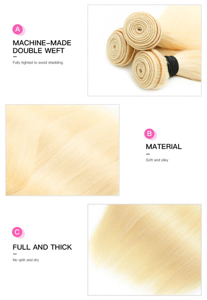 613 Blonde Brazilian Hair Bundles Straight Weave 24-40 Inch