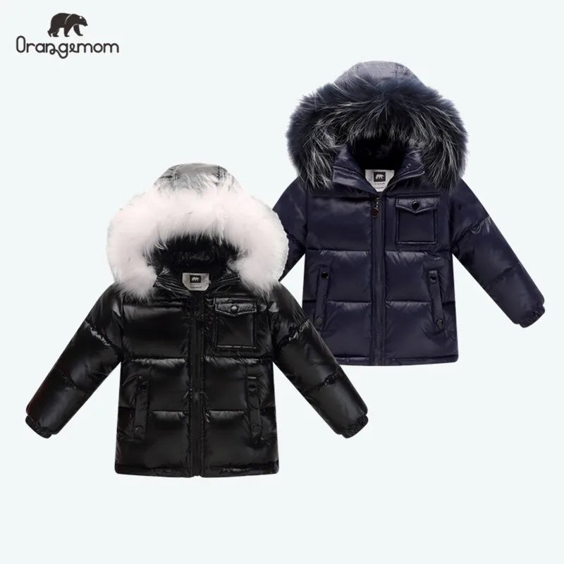 Black Down Winter Parka Jacket for Boys and Girls