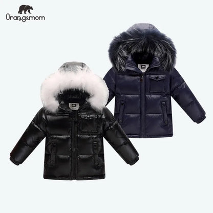 Black Down Winter Parka Jacket for Boys and Girls