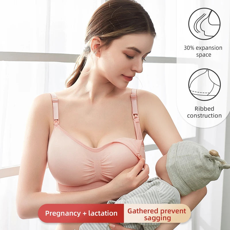 Plus Size Nursing Bra Seamless Breathable Nylon