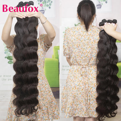 Beaufox Body Wave Brazilian Hair Weave Bundles 8-32 Inch Jet Black