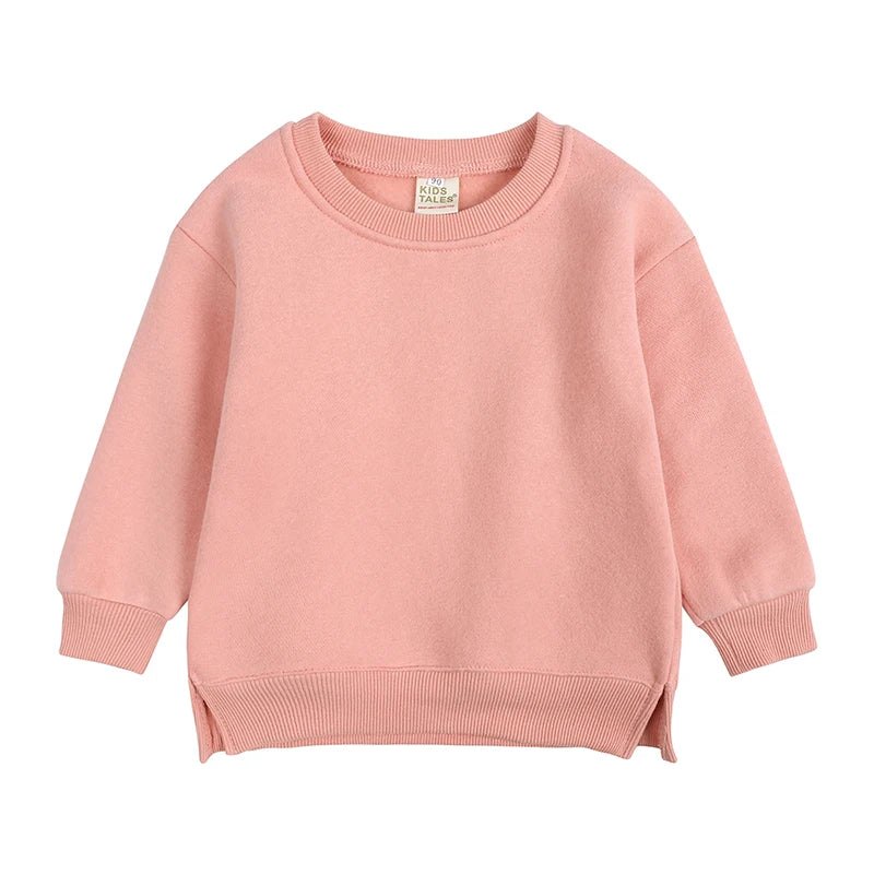 Kids Hooded Sweatshirt Cotton Solid Top for Girls