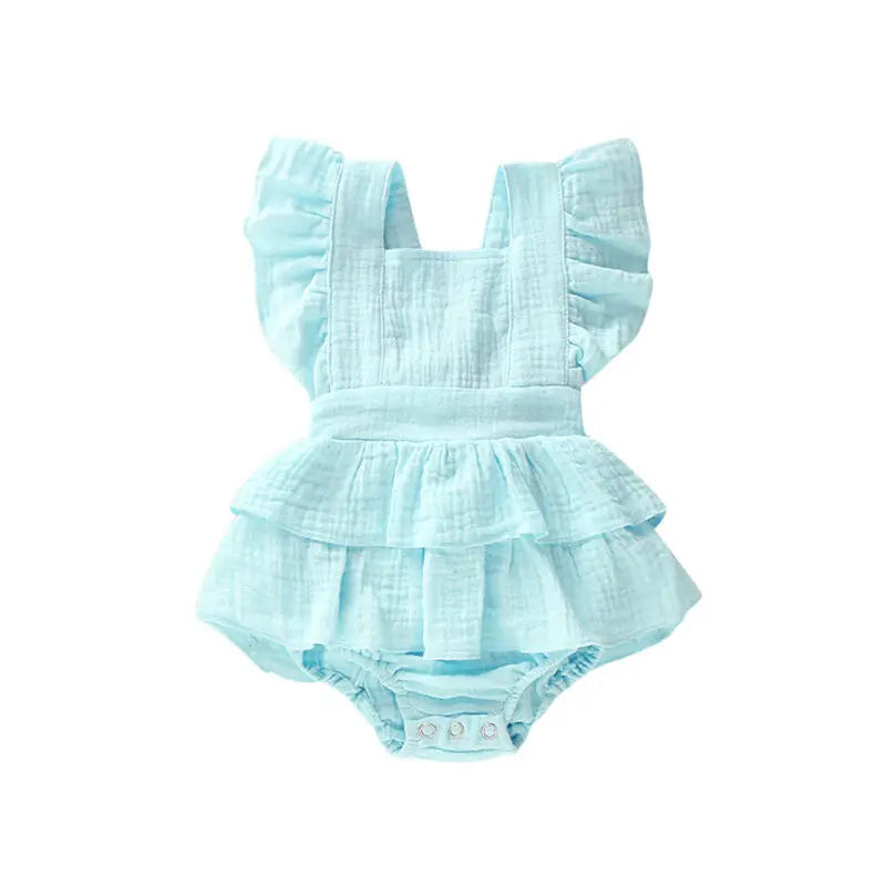 Cotton Ruffle Romper for Baby Girls Summer Outfit