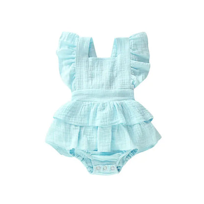 Cotton Ruffle Romper for Baby Girls Summer Outfit