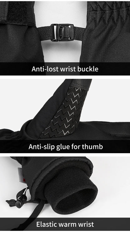 Copozz Waterproof Ultralight Winter Ski Gloves Black White