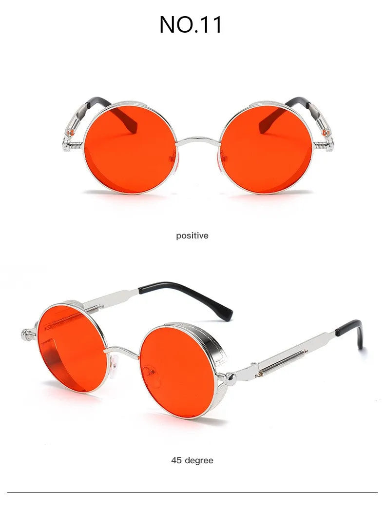 Metal Punk Round Sunglasses for Men and Women