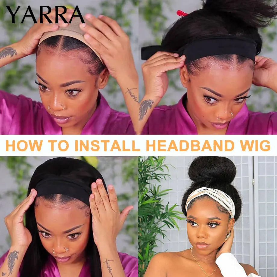 Afro Kinky Curly Headband Wig 180% Density Brazilian Hair