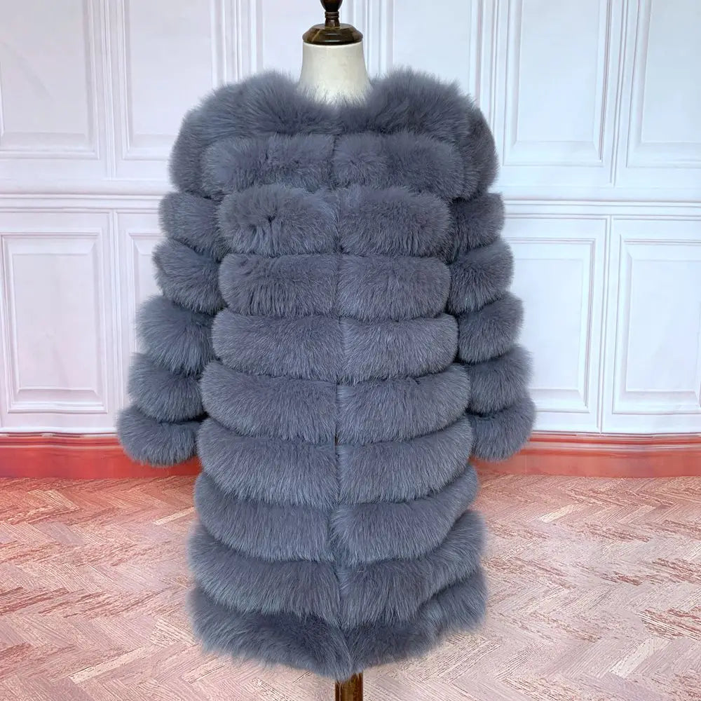 4in1 Women Fox Fur Coat Winter Outerwear