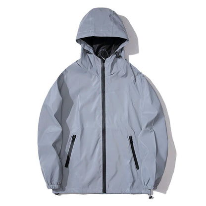 Night Reflective Hooded Windbreaker Jacket Men