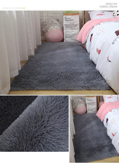 Pink Fluffy Polyester Carpet for Children's Room