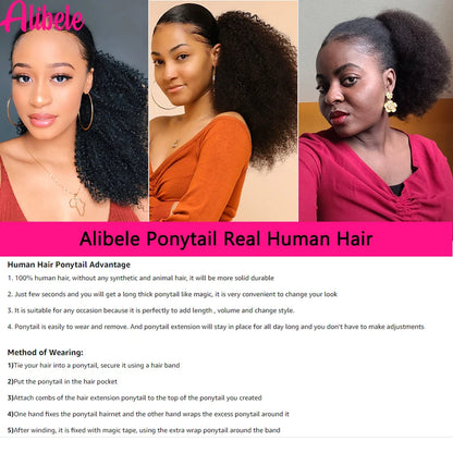 Mongolian Afro Kinky Curly Clip-In Ponytail Extension