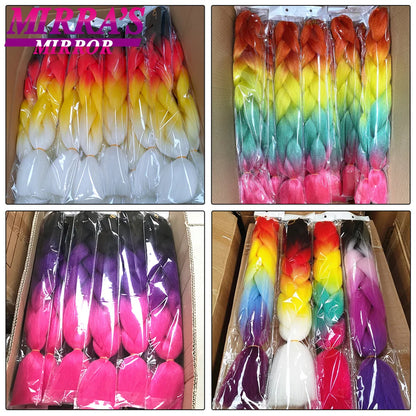 24 Inch Jumbo Braiding Hair Extensions Synthetic Ombre