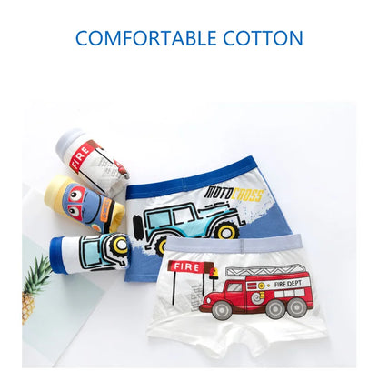 Children's Cotton Underwear Boy Briefs with Cartoon Design