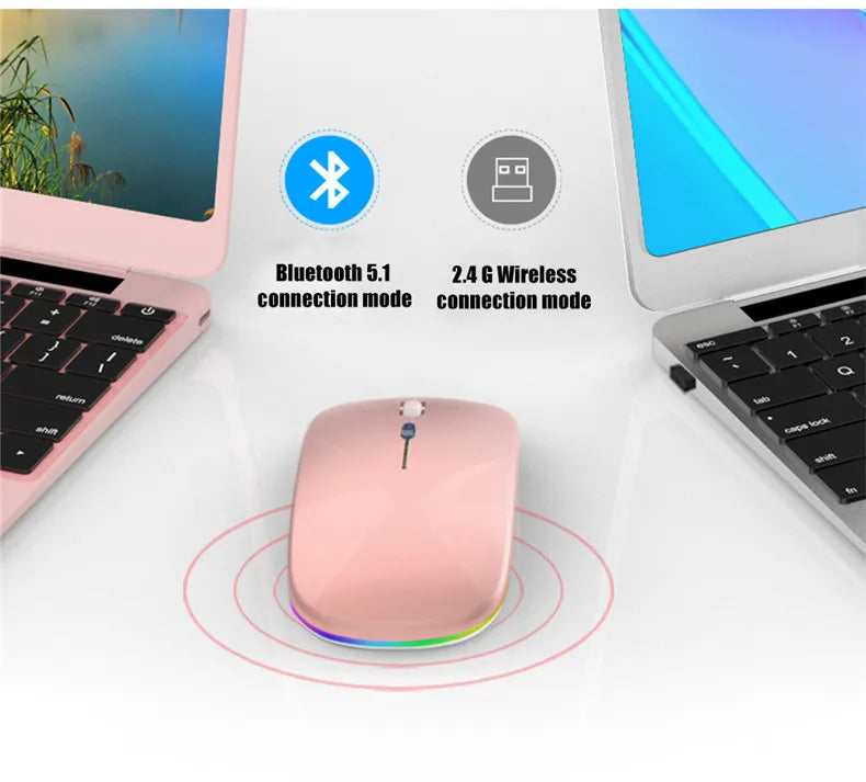 LED Wireless Mouse USB Rechargeable Bluetooth RGB
