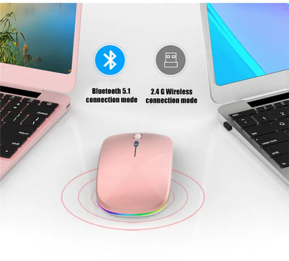 LED Wireless Mouse USB Rechargeable Bluetooth RGB