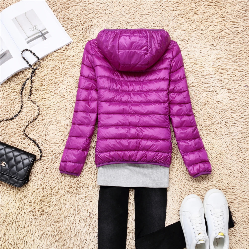 Women Hooded Puffer Jacket Plus Size Lightweight
