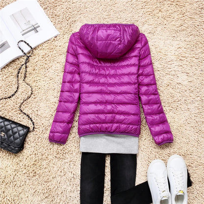 Women Hooded Puffer Jacket Plus Size Lightweight