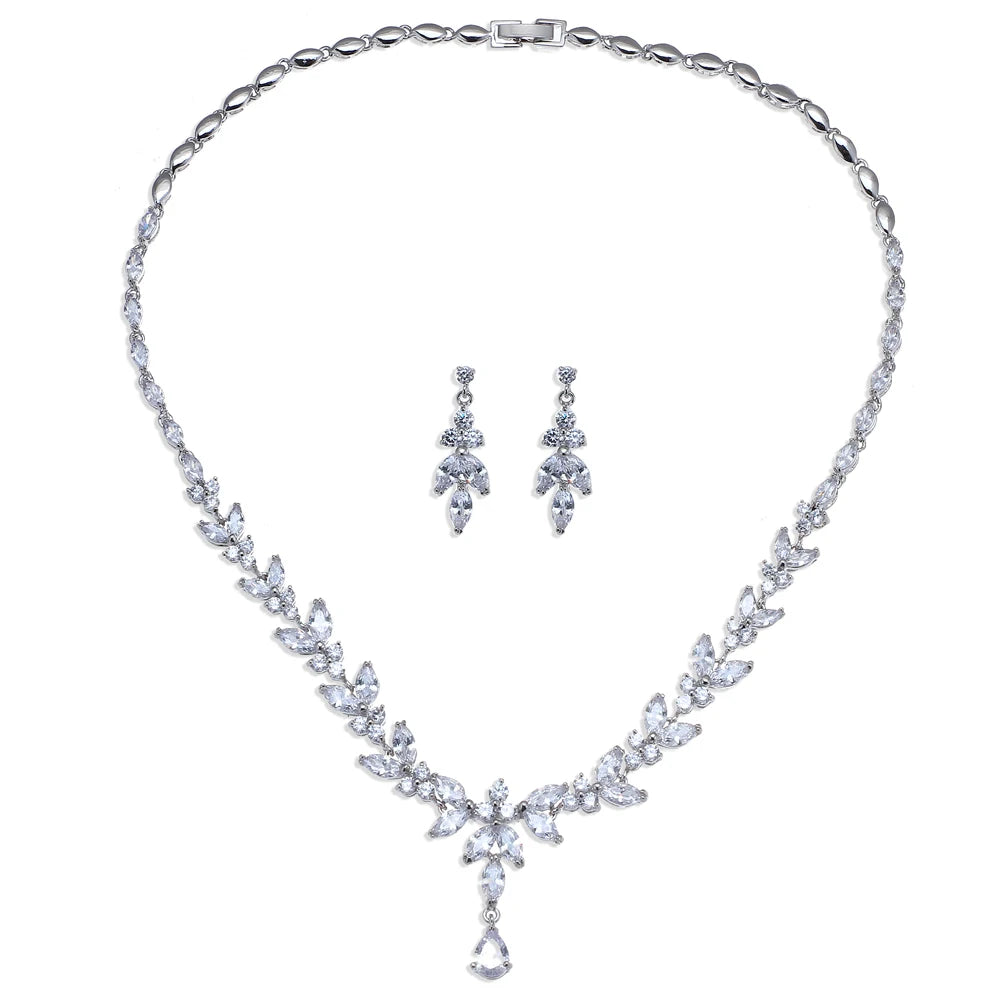Emmaya Jewelry Set for Women Cubic Zirconia Earrings and Necklace