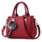 Leather Messenger Bag with Fur Decoration for Women