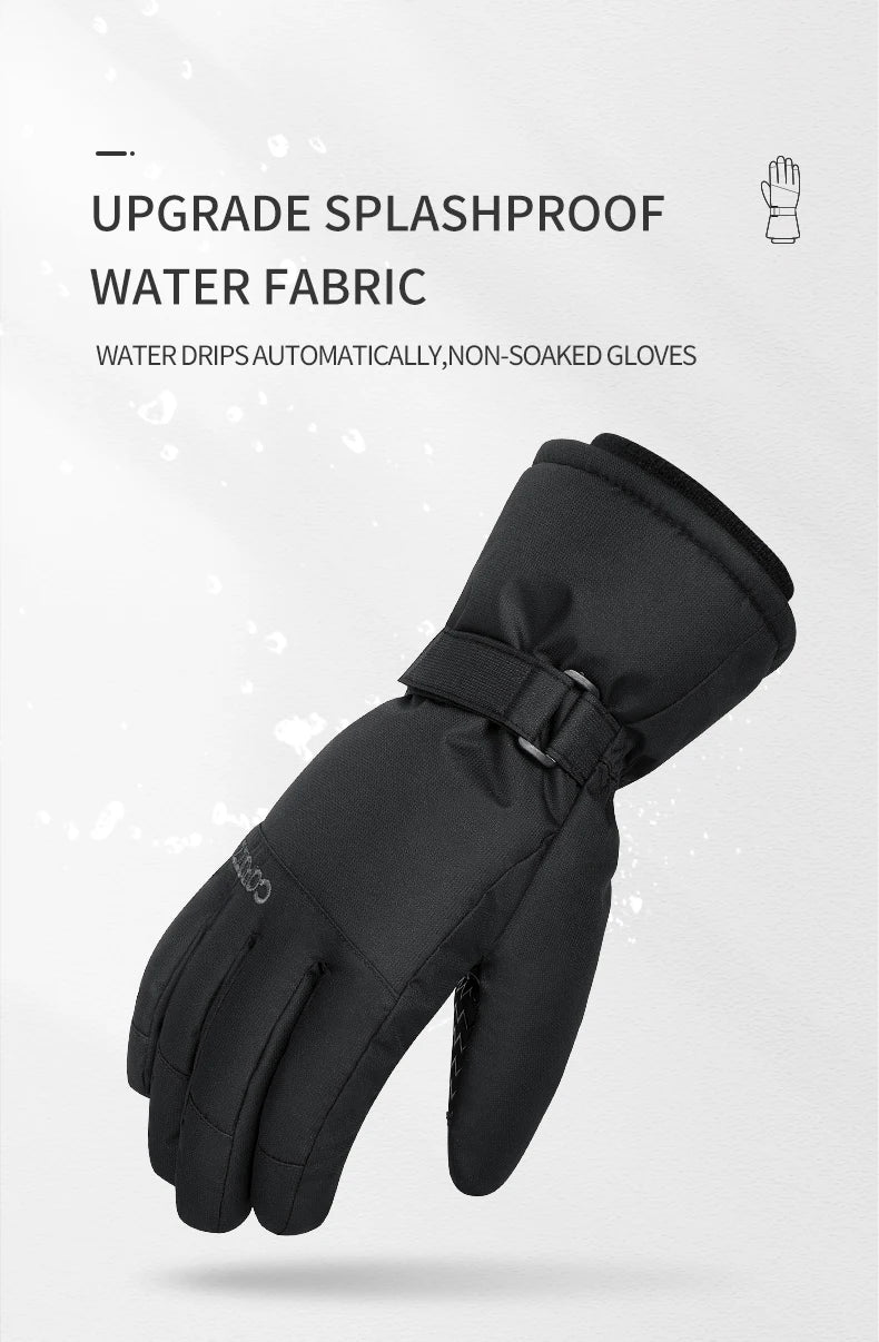 Copozz Waterproof Ultralight Winter Ski Gloves Black White