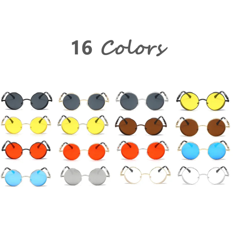 Metal Punk Round Sunglasses for Men and Women