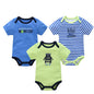 Baby Boy Summer Cotton Bodysuit Set Blue Grey Tie Print