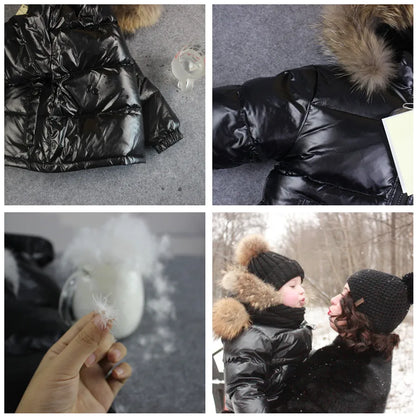 Black Down Winter Parka Jacket for Boys and Girls