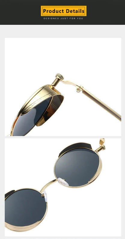 Metal Punk Round Sunglasses for Men and Women