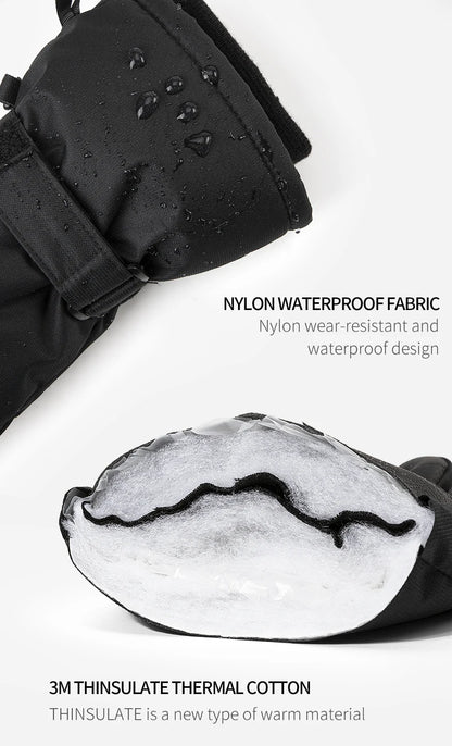 Copozz Waterproof Ultralight Winter Ski Gloves Black White