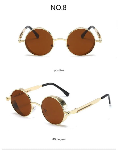 Metal Punk Round Sunglasses for Men and Women