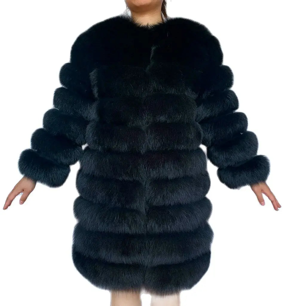 4in1 Women Fox Fur Coat Winter Outerwear