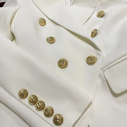 Women's Classic Double Breasted Blazer with Metal Buttons