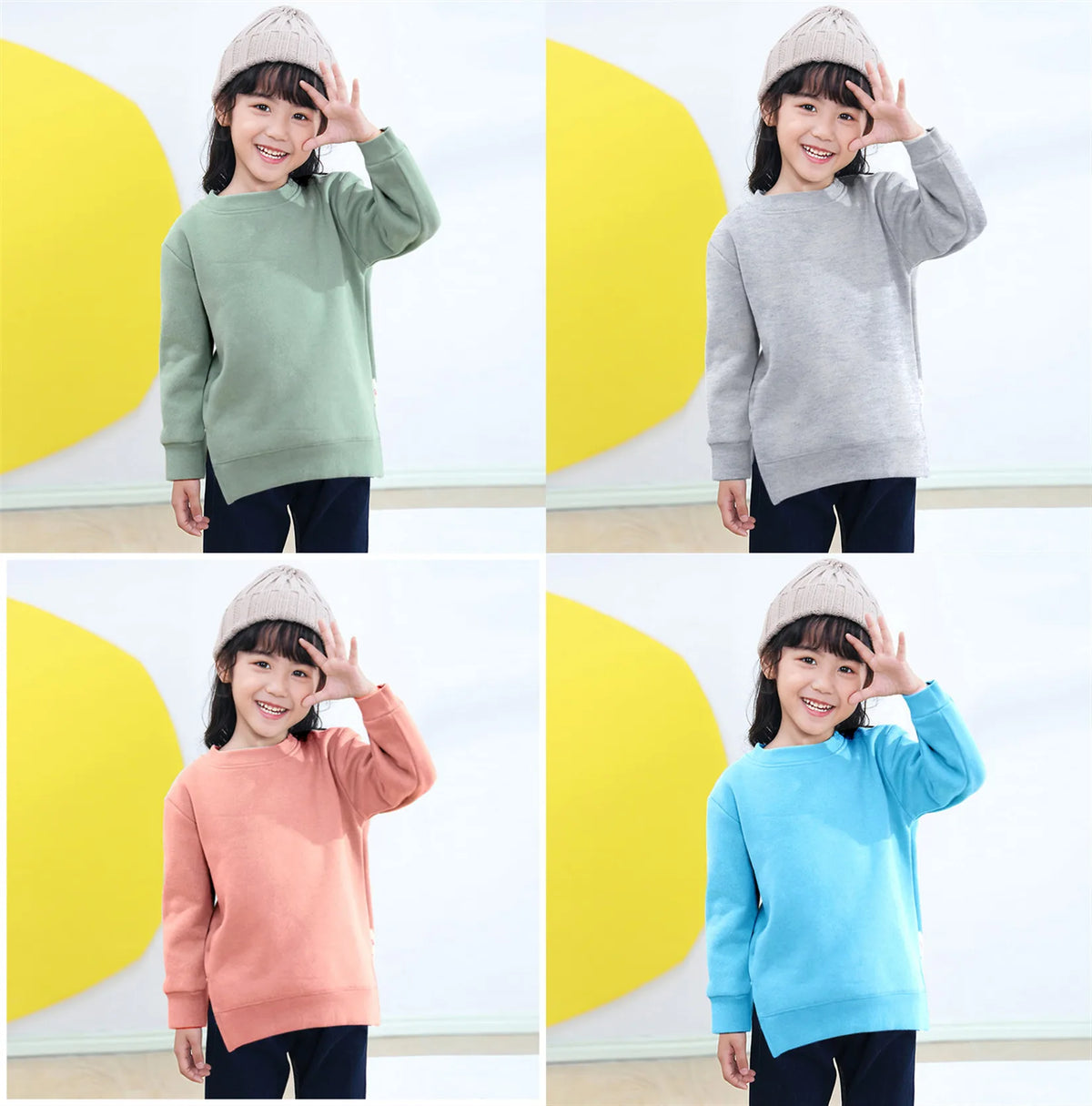 Kids Hooded Sweatshirt Cotton Solid Top for Girls