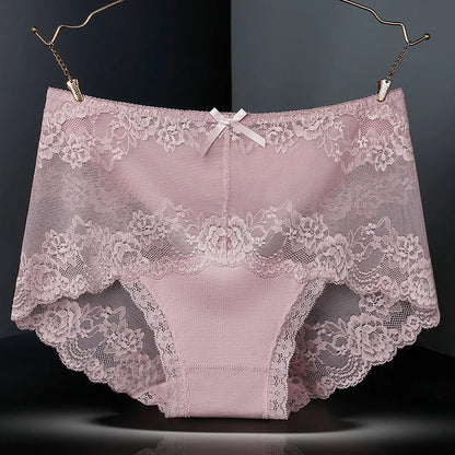 7Pcs Women's Lace Transparent Cotton Briefs Plus Size