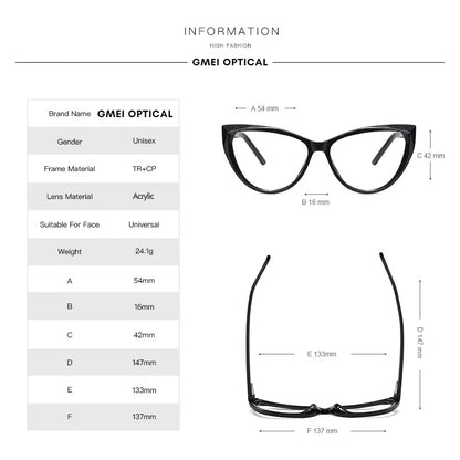 Cat Eye Plastic Glasses Frame for Women