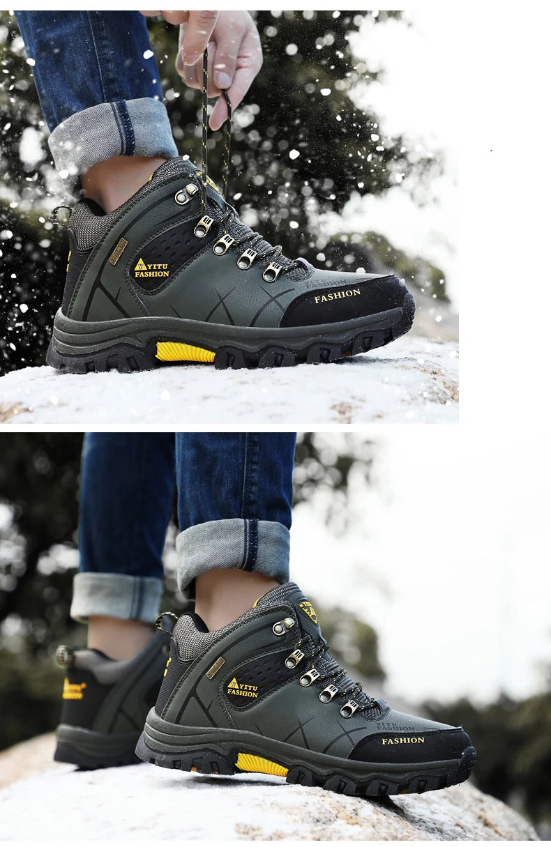 Men's Waterproof Leather Snow Boots Size 39-47