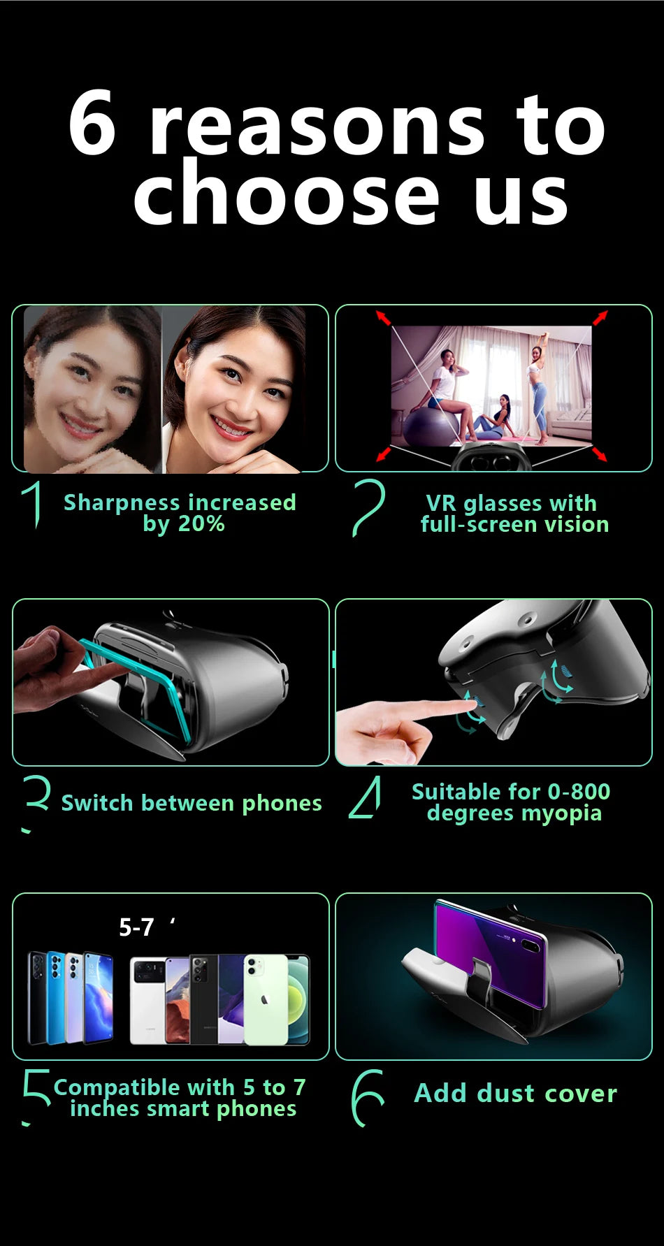 3D Virtual Reality Glasses for Smartphones with Real Lenses