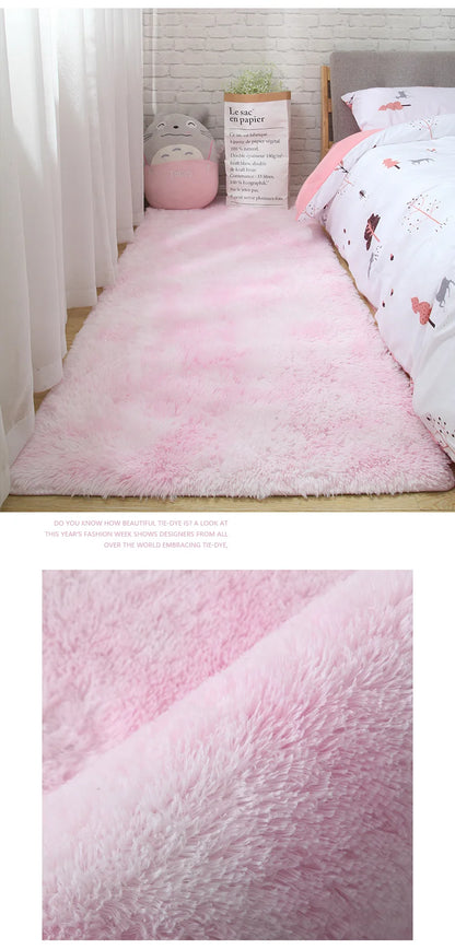Pink Fluffy Polyester Carpet for Children's Room