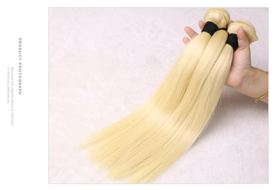 613 Blonde Brazilian Hair Bundles Straight Weave 24-40 Inch