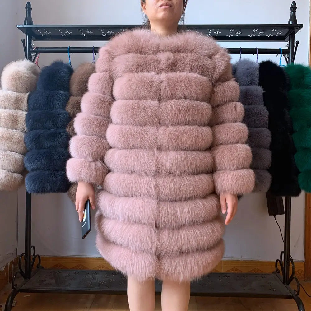 4in1 Women Fox Fur Coat Winter Outerwear