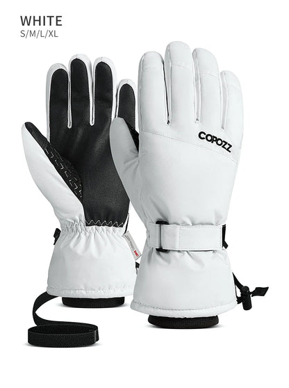 Copozz Waterproof Ultralight Winter Ski Gloves Black White