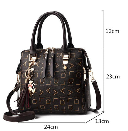 PU Leather Tassel Handbag for Women Large Capacity Tote